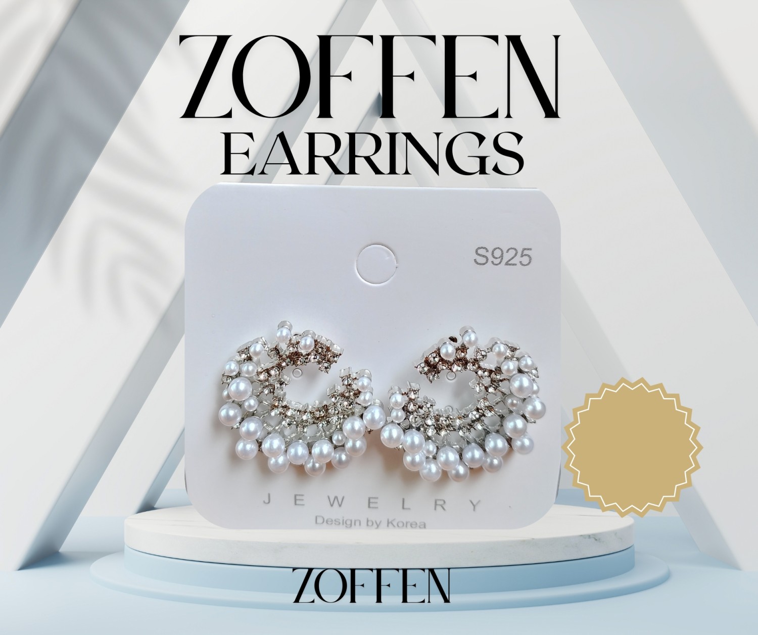 White Pearl Crescent Earrings