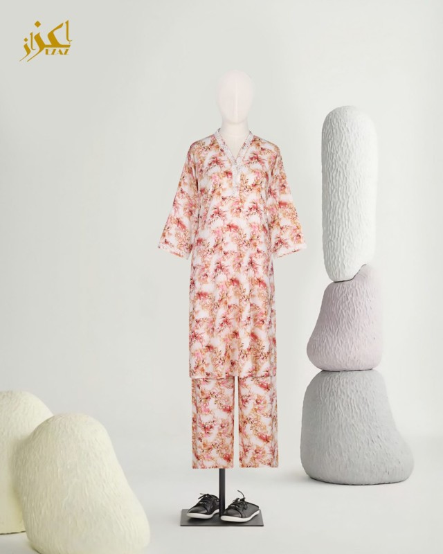 Two piece set- cotton-blush flora