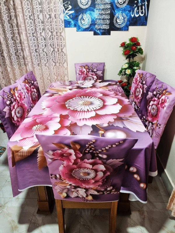 High Quality  Digital 3D Print Dining Table Cover 7p Set