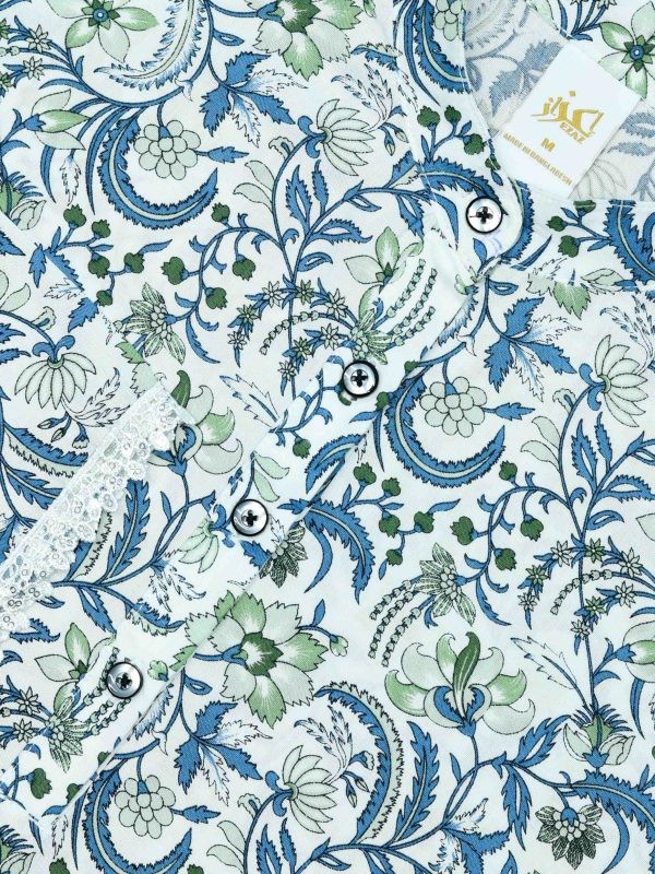 Two piece set- cotton- blue green floral