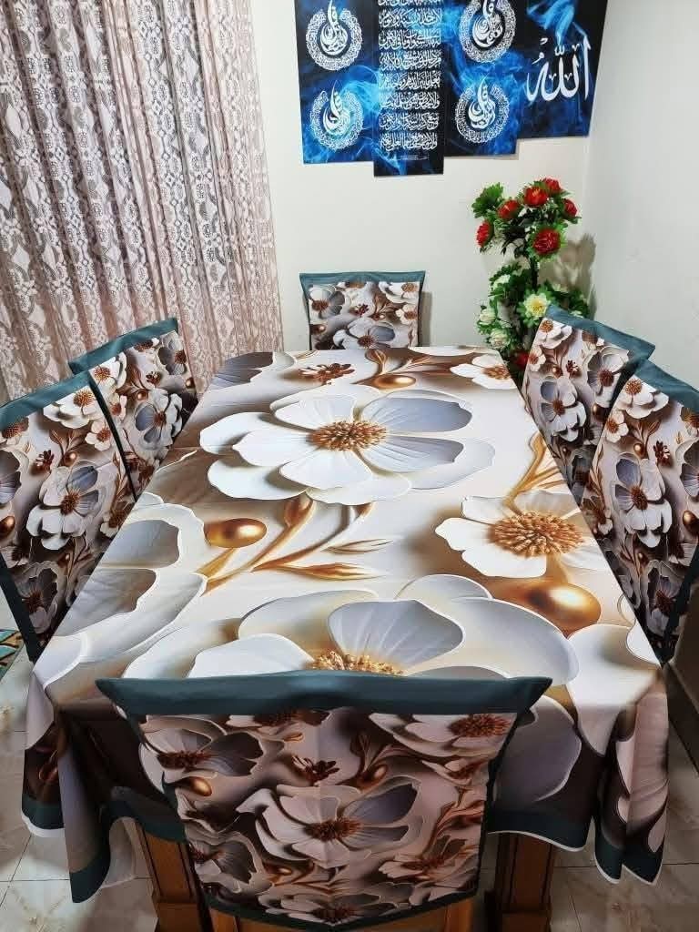 Premium 3d Print Dining Table cover Set
