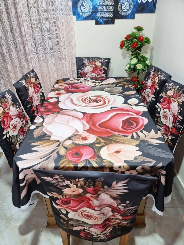 High Quality  Digital 3D Print Dining Table Cover 7p Set