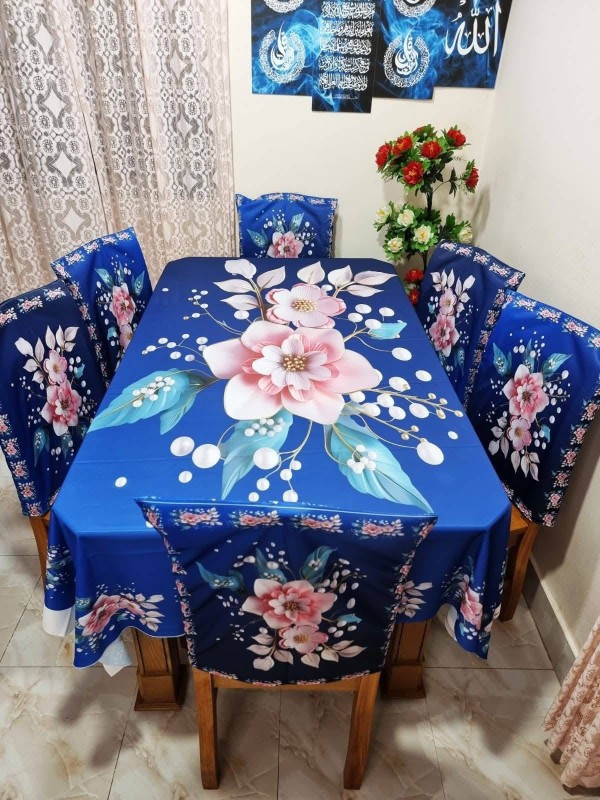 High Quality  Digital 3D Print Dining Table Cover 7p Set