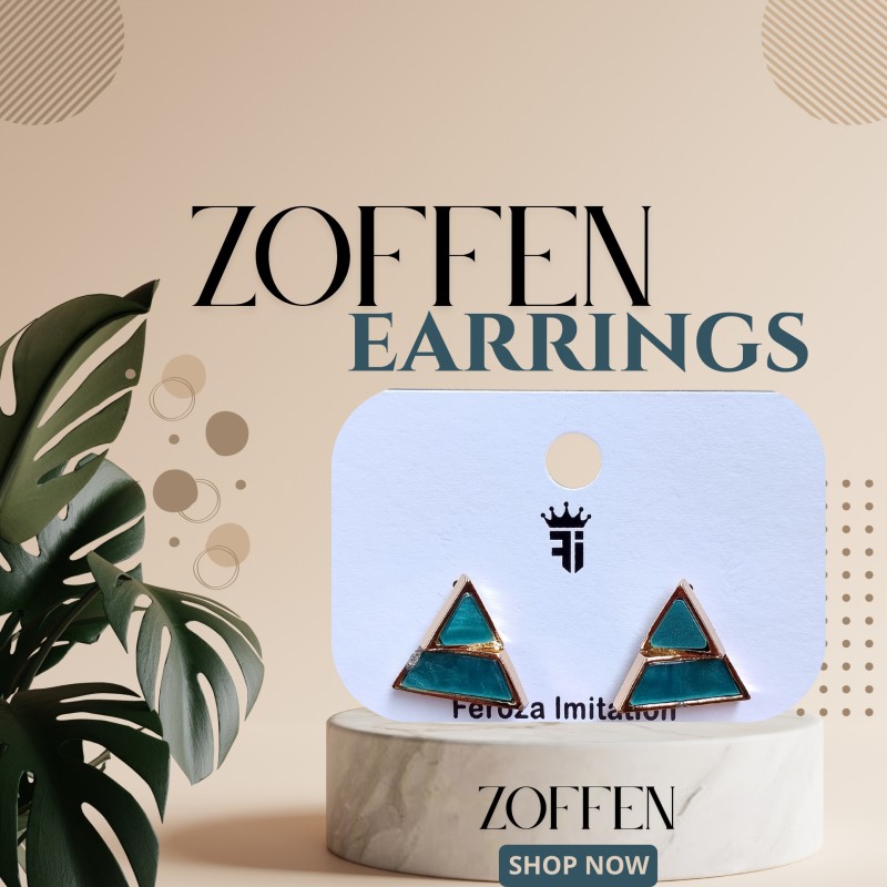 Green Triangle Feroza Imitation Earrings