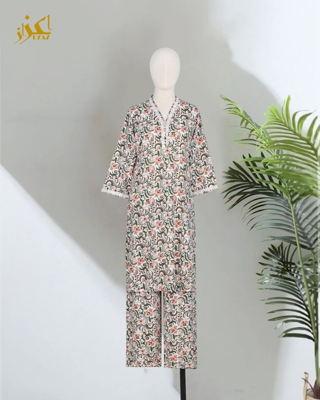 Two piece set- cotton-ornate floral