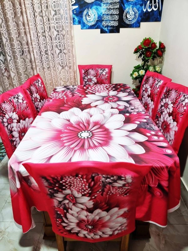 High Quality  Digital 3D Print Dining Table Cover 7p Set