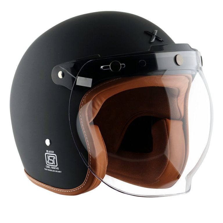 Axzor Retro Glossy Black Half Face Bike Helmet