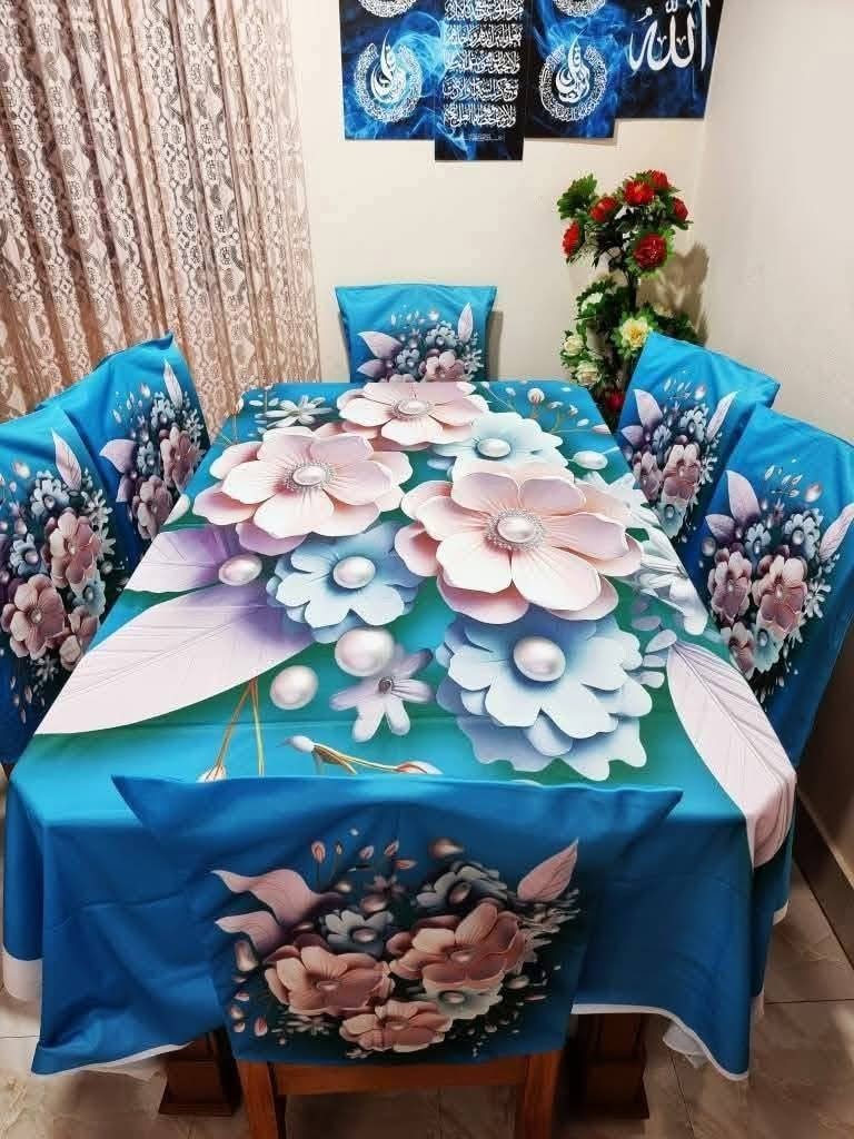 Premium 3d Print Dining Table cover Set