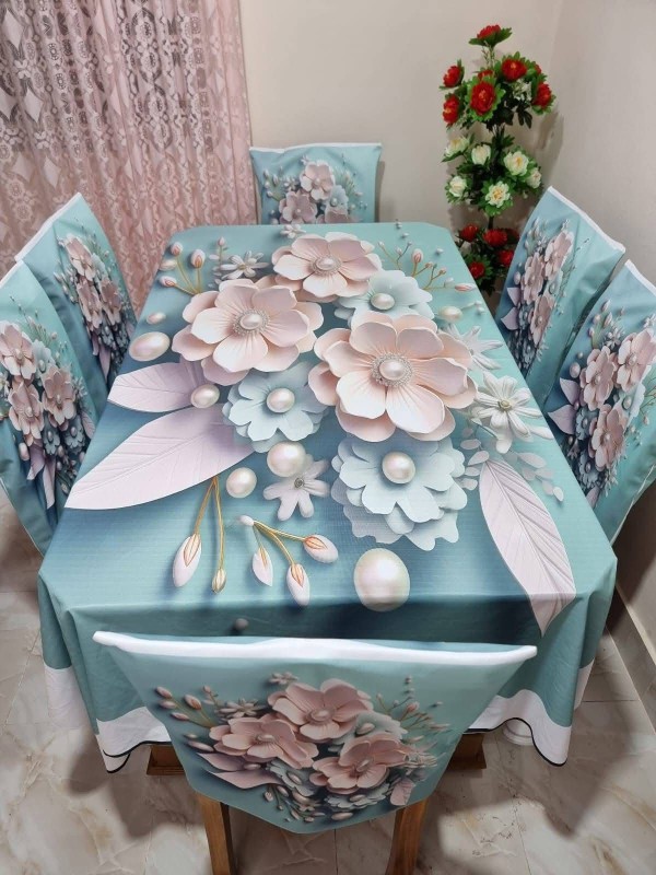 High Quality  Digital 3D Print Dining Table Cover 7p Set